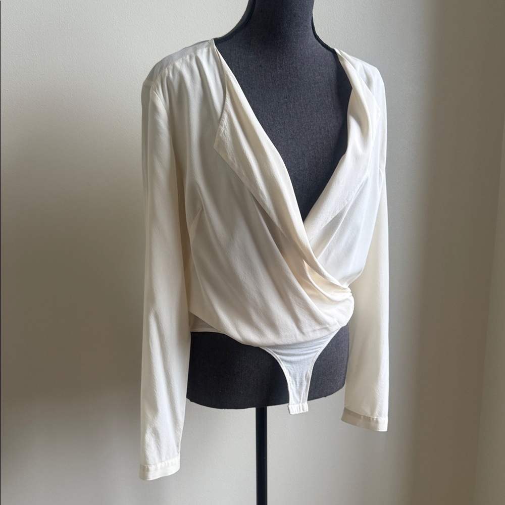 Bebe Uptown Silk Lapel Bodysuit Vintage